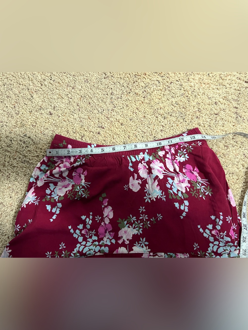 Express Floral High-Low Lace-Hem Skirt in Wine and Pink - Picture 5 of 7